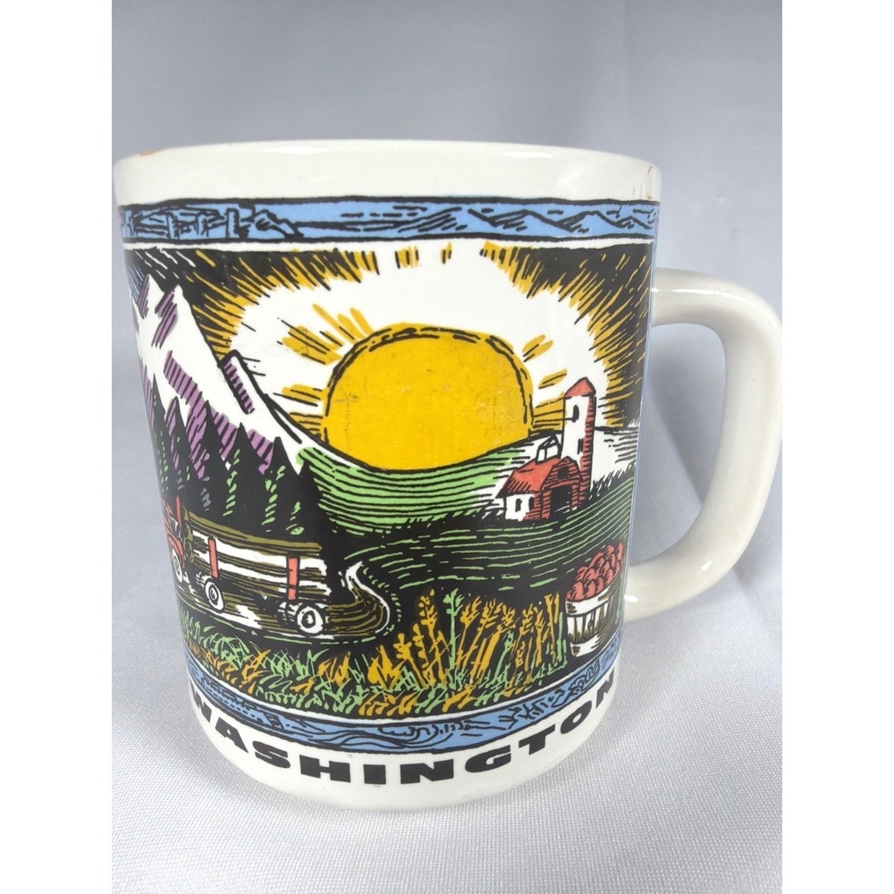 Nice Washington State Souvenir Coffee Mug Unisex OS White Ceramic Vintage PNW